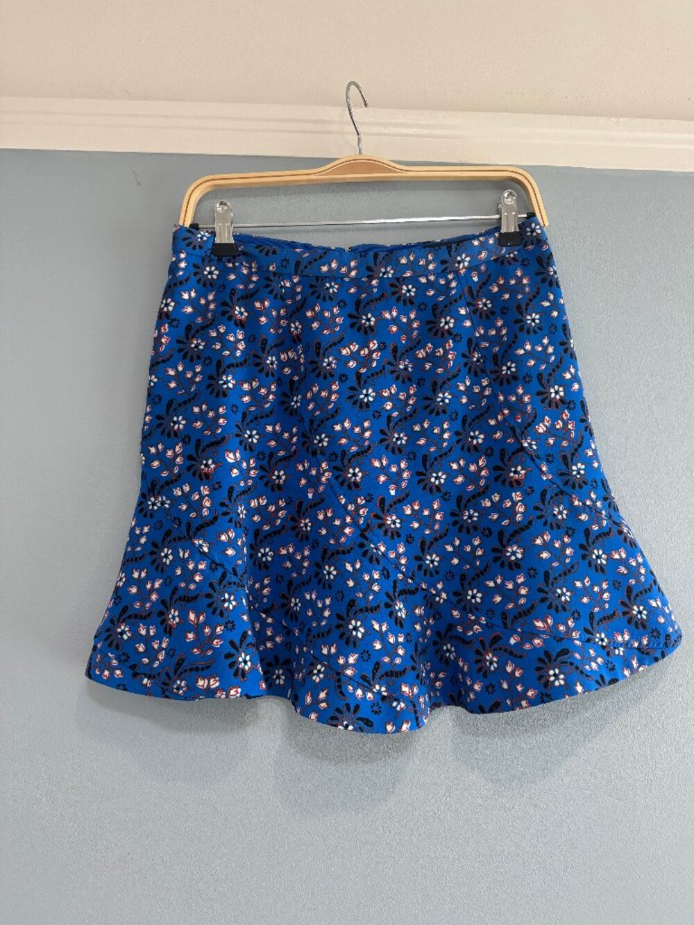 J Crew Flutter Flounce Mini Skirt E1156 Retro Bandana Style Floral Print Blue 4